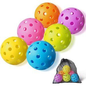 6 Pack Pickle Ball with 40 Holes Pickleballs High Durability Outdoor Pickleball
